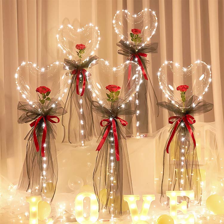 Set bobo rose v obliki srca