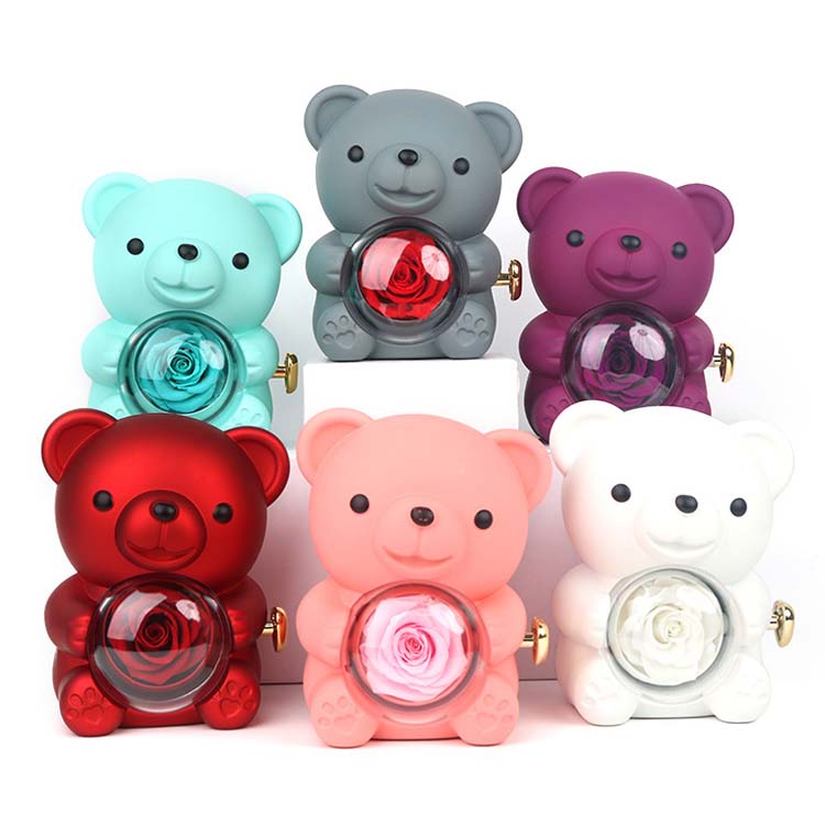 Hug Bear Vrtenje ohranjene rose nakit